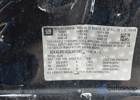 2018 GMC Terrain Sle from USA, damaged, VIN 3GKALMEV0JL341043